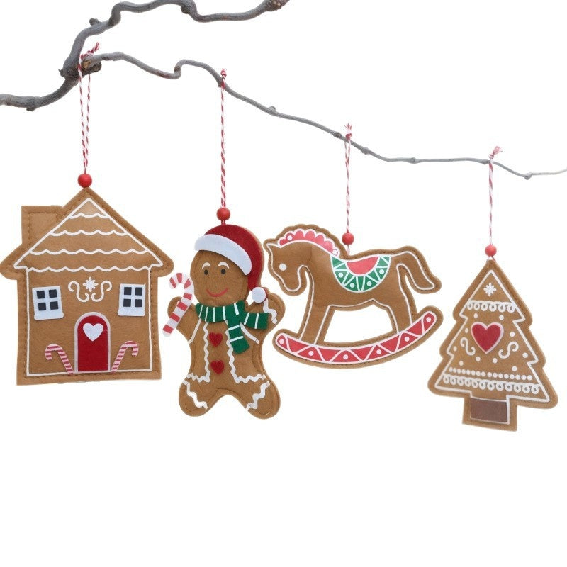 Felt Gingerbread Christmas Ornaments, 4-Piece Set