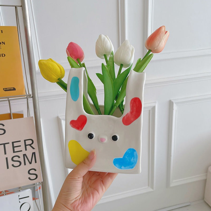 Bunny Ceramic Vase for Playful Floral Home Decor Accent