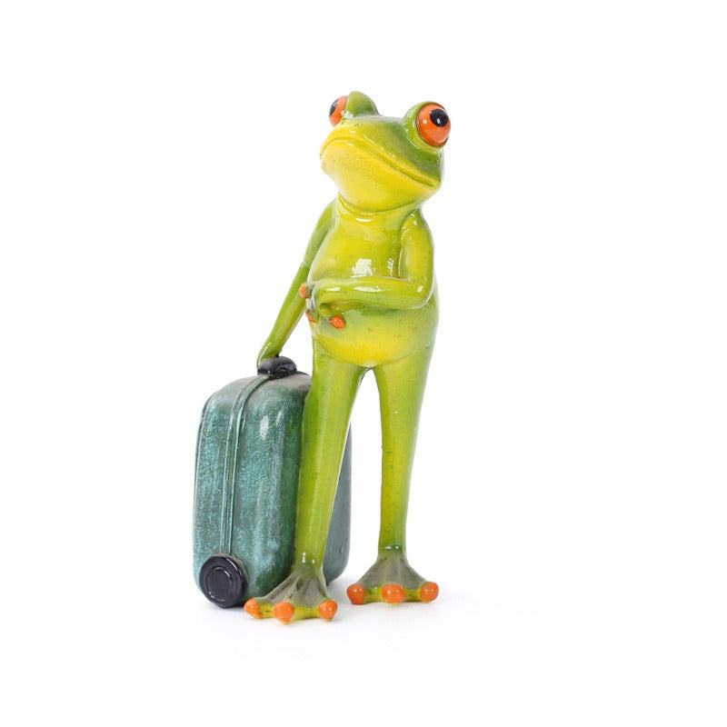Frog Resin Figurine for Playful Desktop Room Charm
