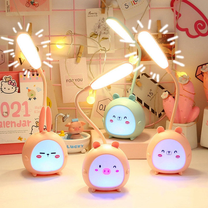 Cartoon Animal Desk Lamp for Kids, USB Rechargeable