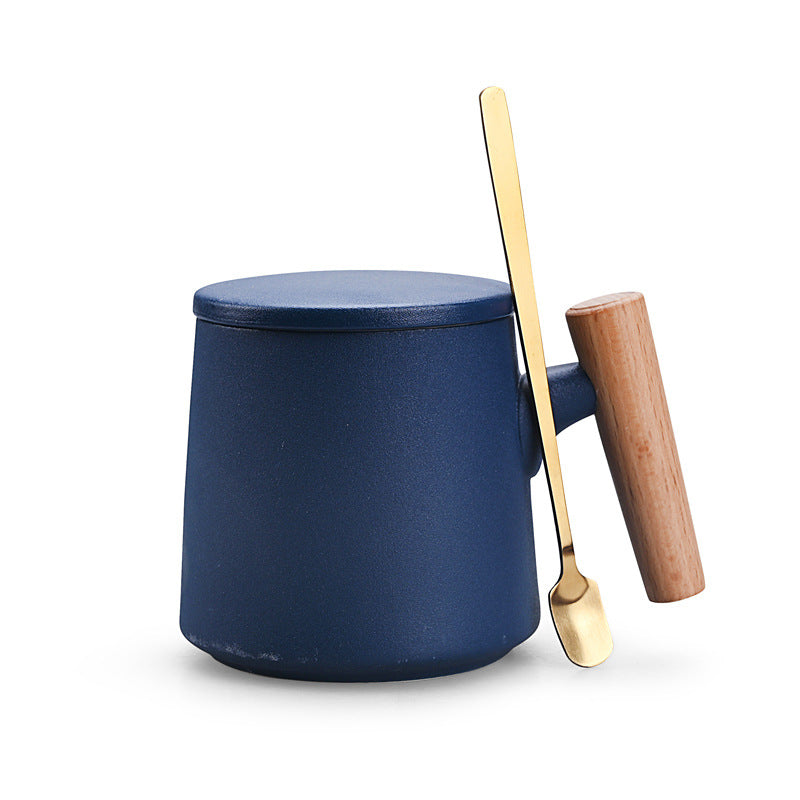 Personalized Ceramic Coffee Mug with Lid and Spoon Gift