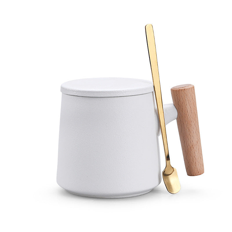 Personalized Ceramic Coffee Mug with Lid and Spoon Gift