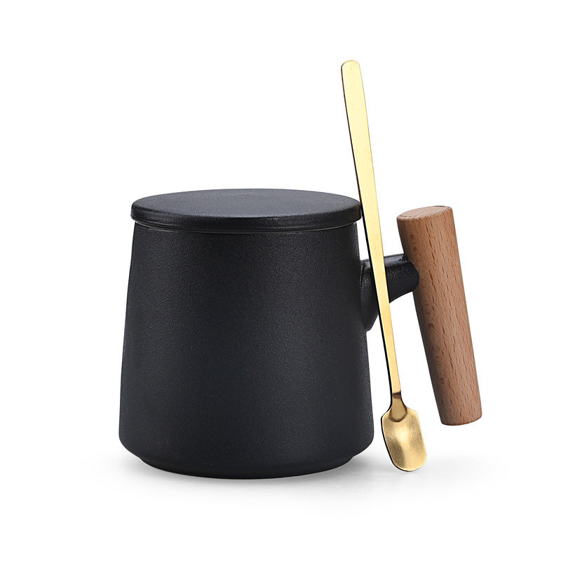 Personalized Ceramic Coffee Mug with Lid and Spoon Gift