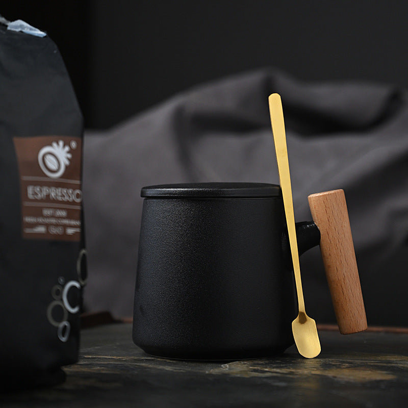 Personalized Ceramic Coffee Mug with Lid and Spoon Gift