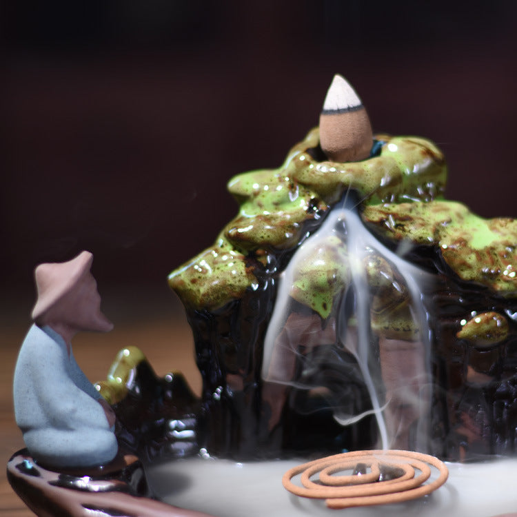 Backflow Incense Burner With Guilin Mountain Decor