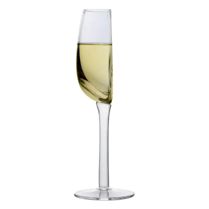 Angled Rim Long Stem Wine Glasses for Dinner Parties