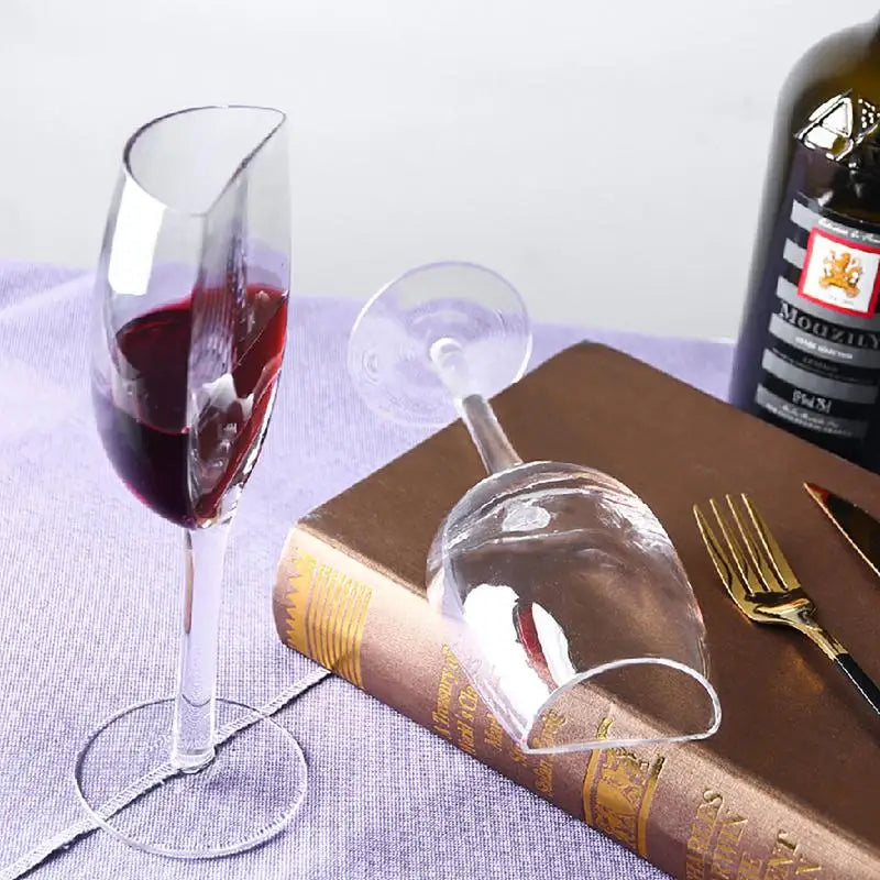 Angled Rim Long Stem Wine Glasses for Dinner Parties