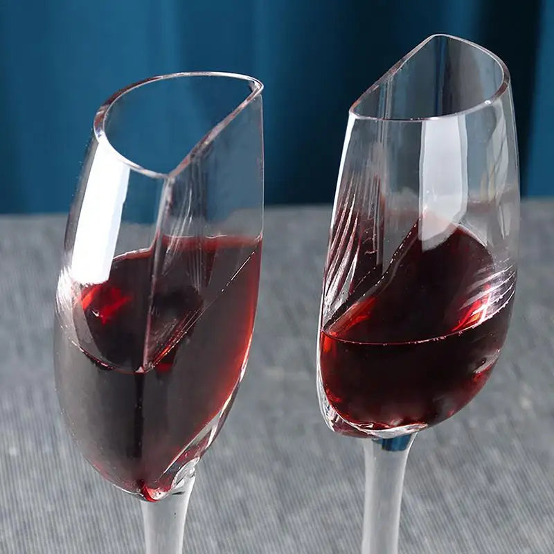 Angled Rim Long Stem Wine Glasses for Dinner Parties