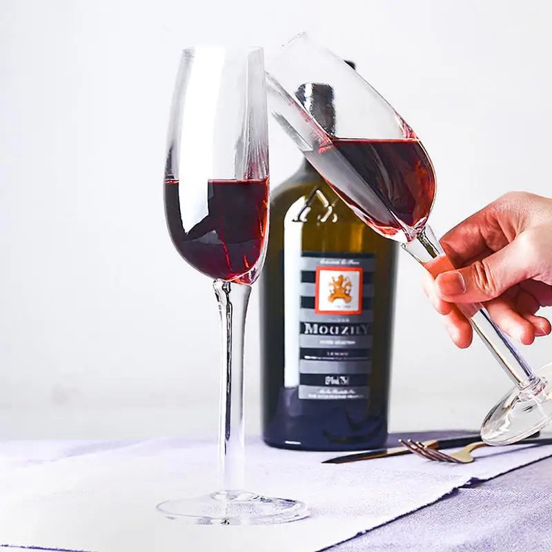Angled Rim Long Stem Wine Glasses for Dinner Parties