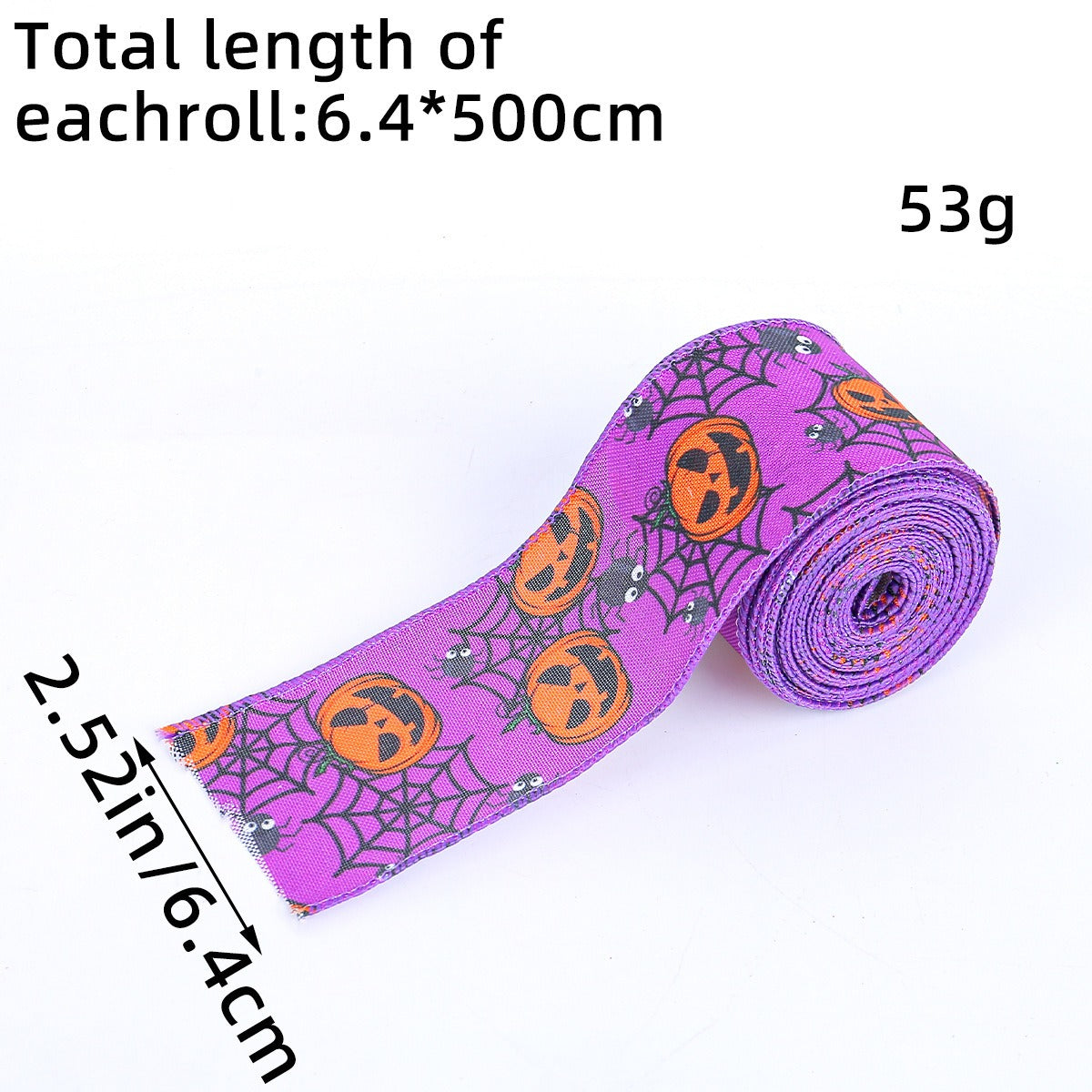 Halloween Ribbon: 5m Woven Checkered Pumpkin Decor