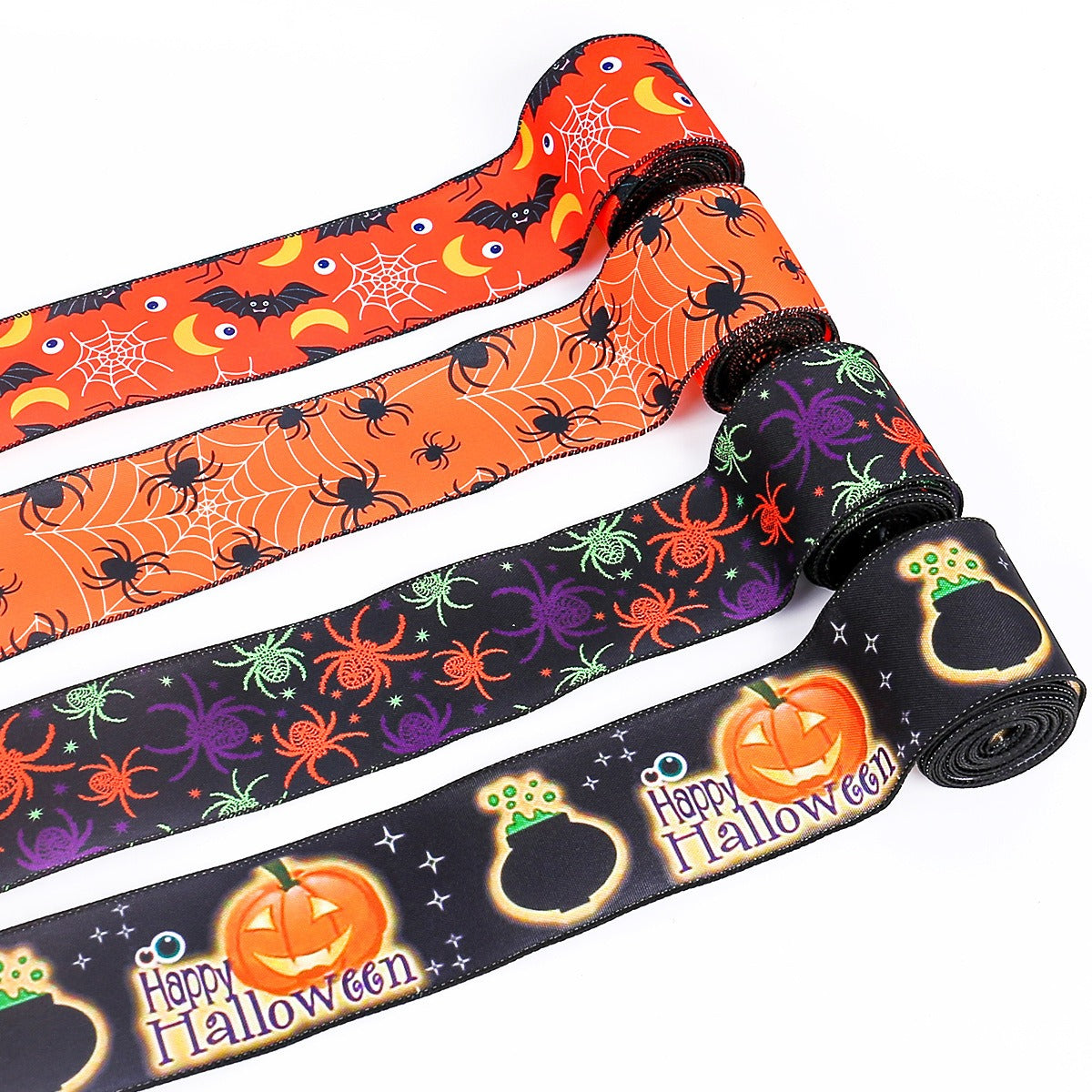 Halloween Spider Print Ribbon for Festive DIY Decor