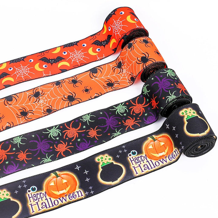 Halloween Spider Print Ribbon for Festive DIY Decor