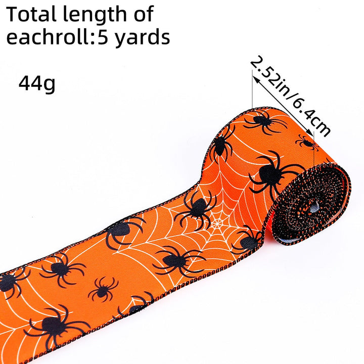 Halloween Spider Print Ribbon for Festive DIY Decor