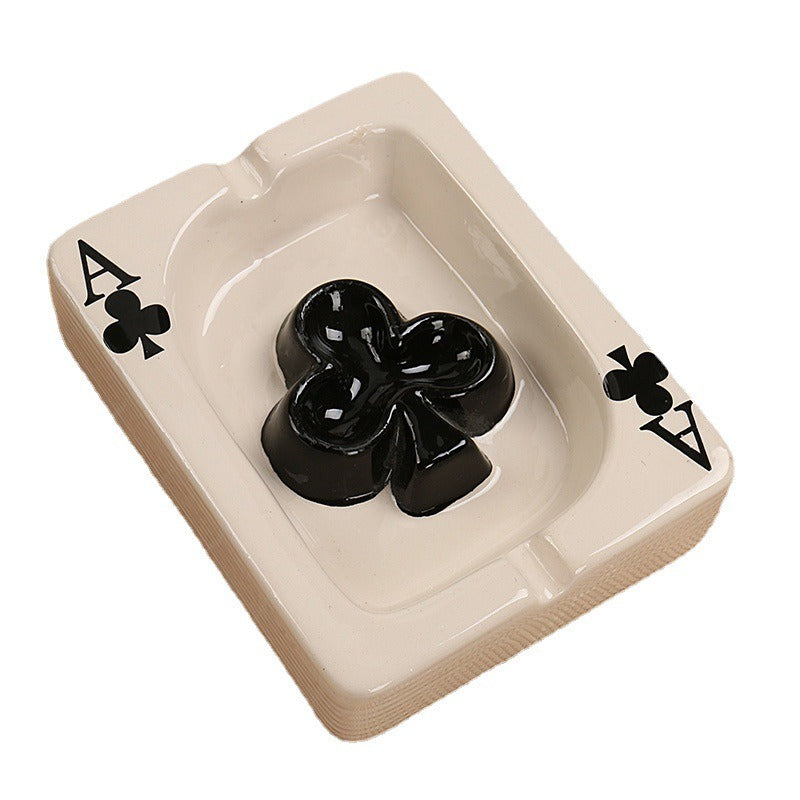 Poker Ceramic Ashtray for Stylish Tabletop Display