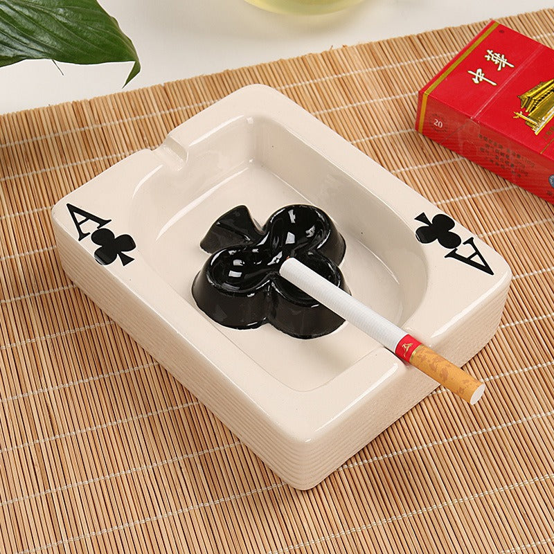 Poker Ceramic Ashtray for Stylish Tabletop Display