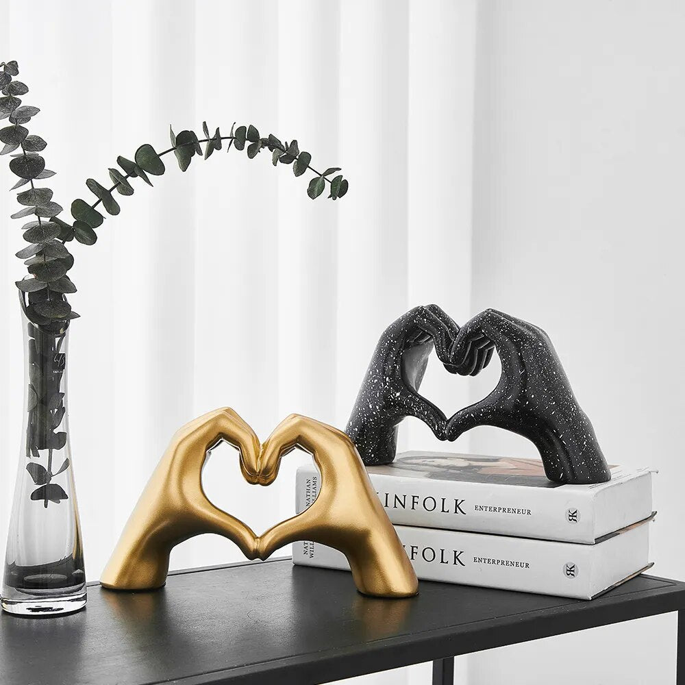 Heart Gesture Sculpture for Modern Romantic Home Decor