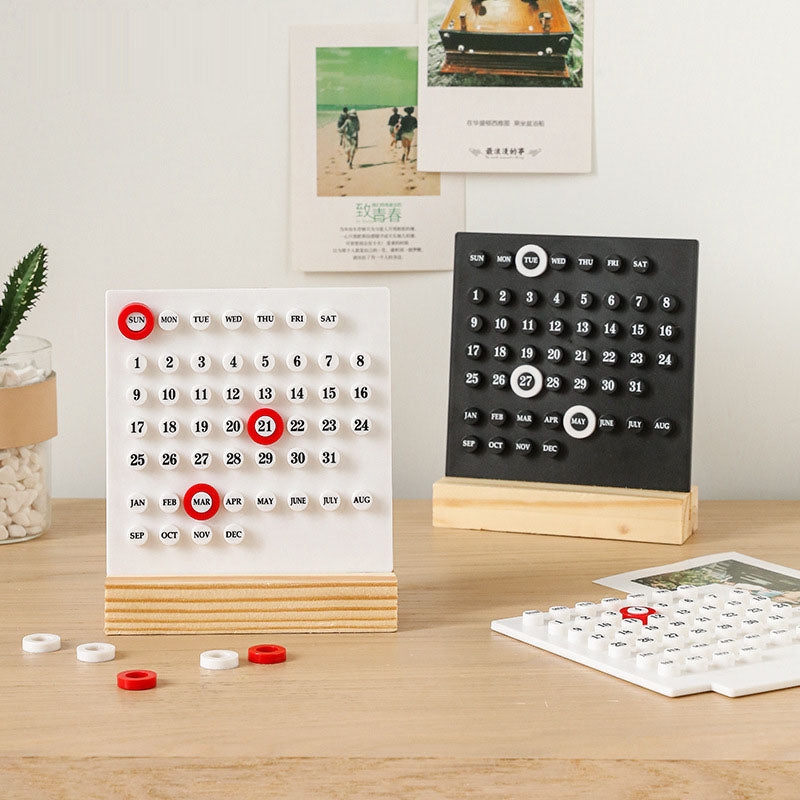 Perpetual Desk Calendar – Minimalist Wooden Desk Decor