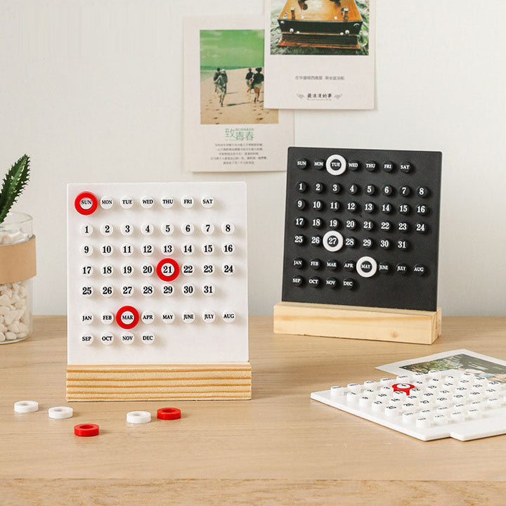Perpetual Desk Calendar – Minimalist Wooden Desk Decor