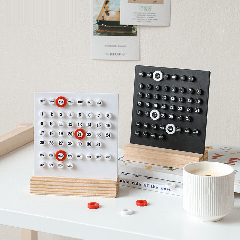 Perpetual Desk Calendar – Minimalist Wooden Desk Decor