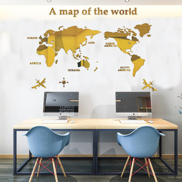 3D World Map Wall Art for Modern Living Room Decor