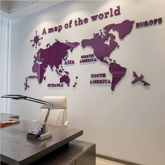 3D World Map Wall Art for Modern Living Room Decor