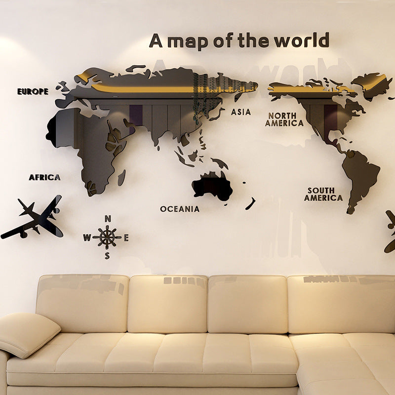 3D World Map Wall Art for Modern Living Room Decor