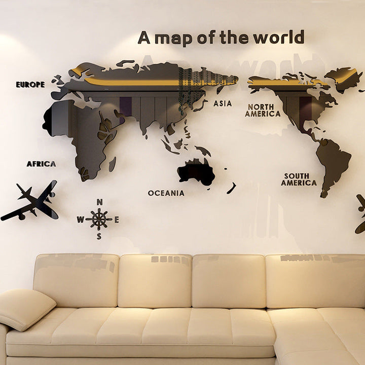 3D World Map Wall Art for Modern Living Room Decor