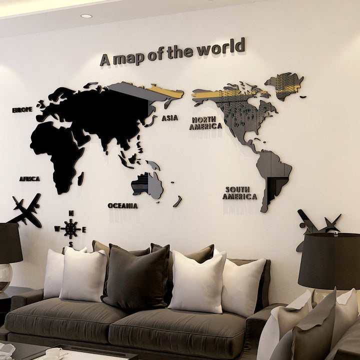 3D World Map Wall Art for Modern Living Room Decor