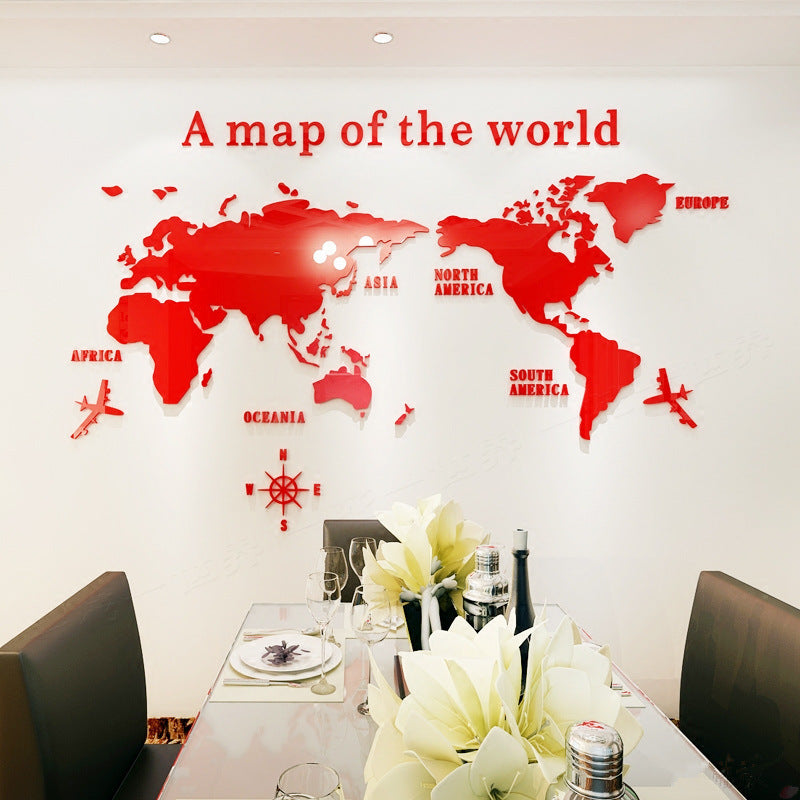 3D World Map Wall Art for Modern Living Room Decor