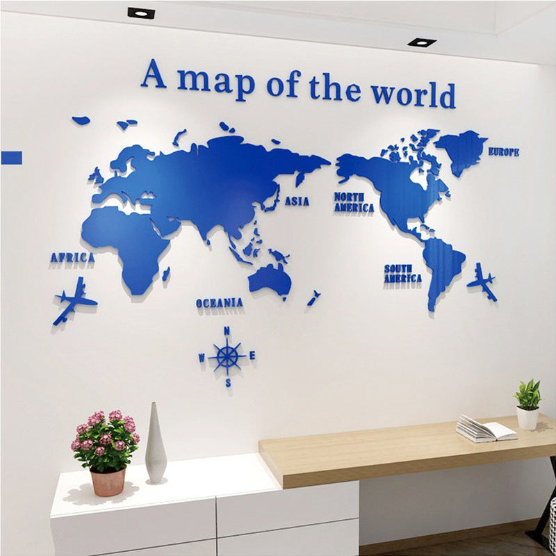 3D World Map Wall Art for Modern Living Room Decor