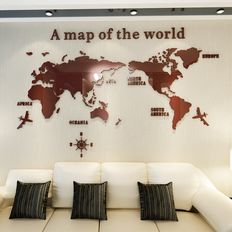 3D World Map Wall Art for Modern Living Room Decor