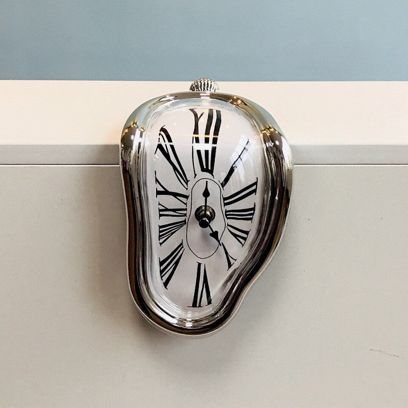 Melting Clock Decor With Roman Numeral Face