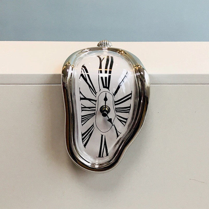 Melting Clock Decor With Roman Numeral Face