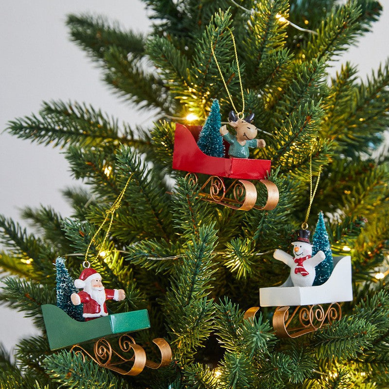 Vintage Iron Christmas Tree Ornaments, 7-Piece Set