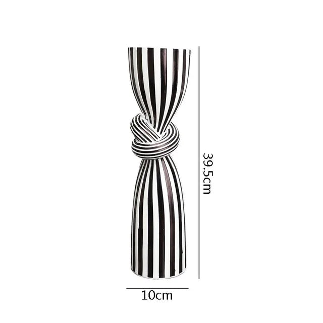 Black and White Striped Resin Candle Holder for Tables