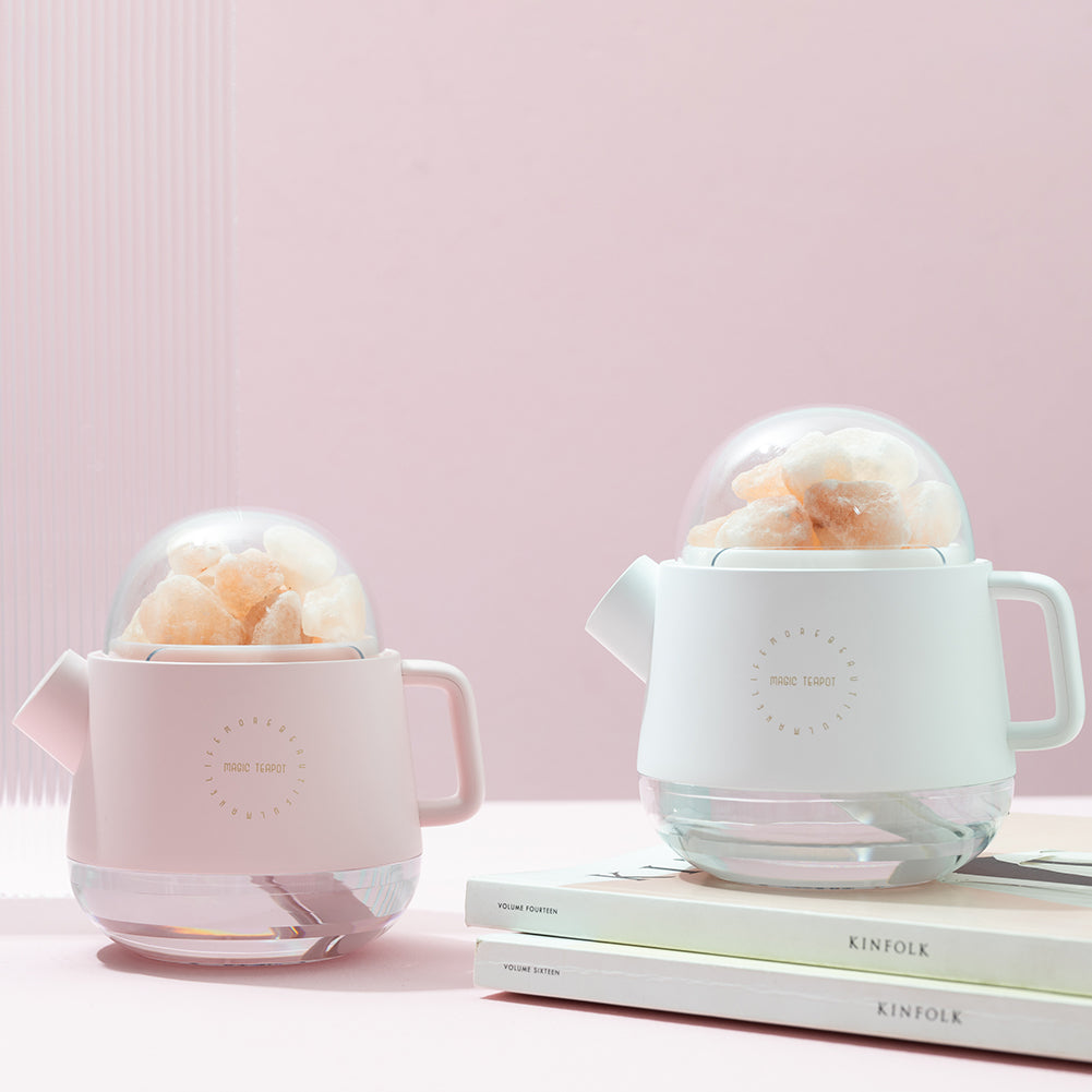 Teapot Humidifier with Salt Stone Glow for Bedroom