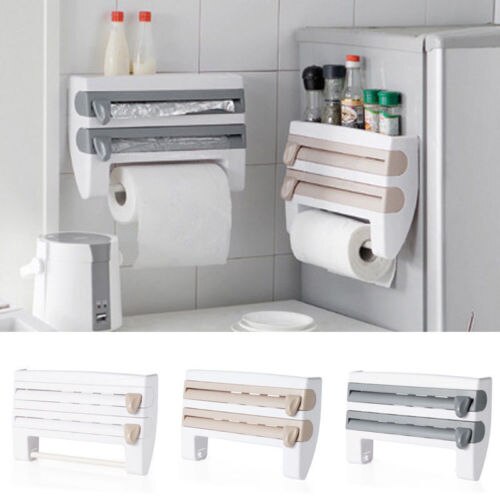 Wall Mount Cling Film and Foil Dispenser with Towel Holder