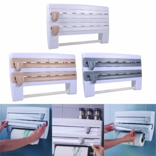 Wall Mount Cling Film and Foil Dispenser with Towel Holder