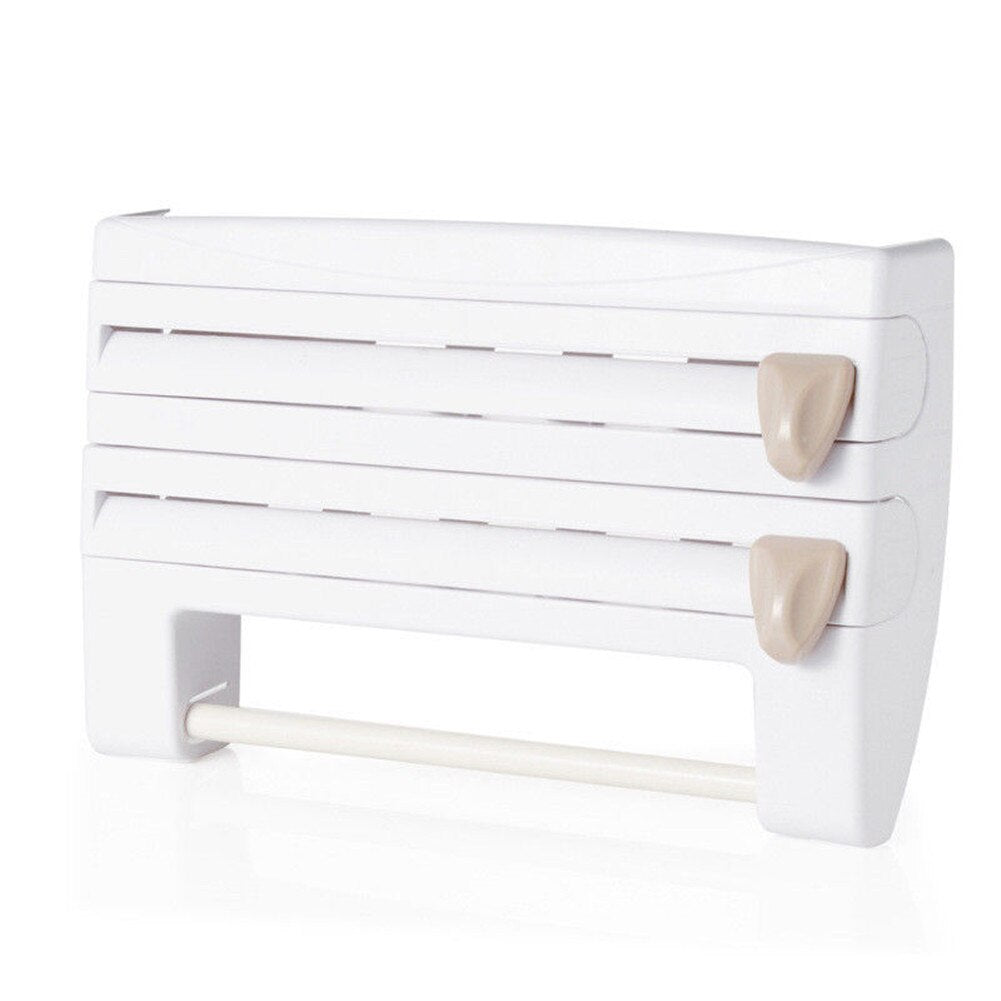 Wall Mount Cling Film and Foil Dispenser with Towel Holder