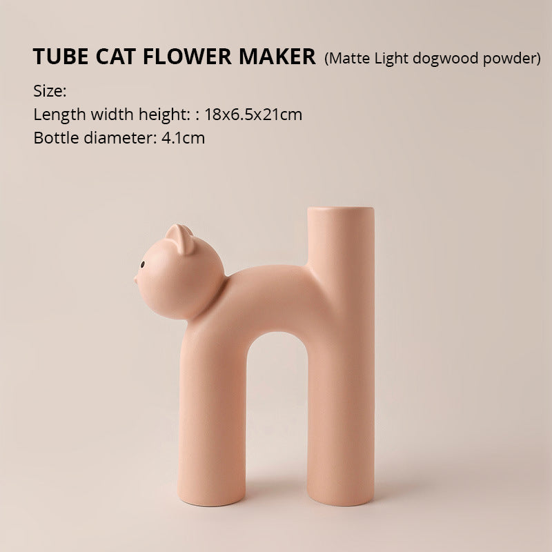 Cat Shaped Ceramic Vase for Playful Flower Display
