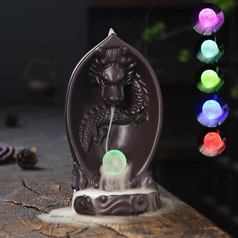 Backflow Incense Burner With Dragon LED Mood Lighting