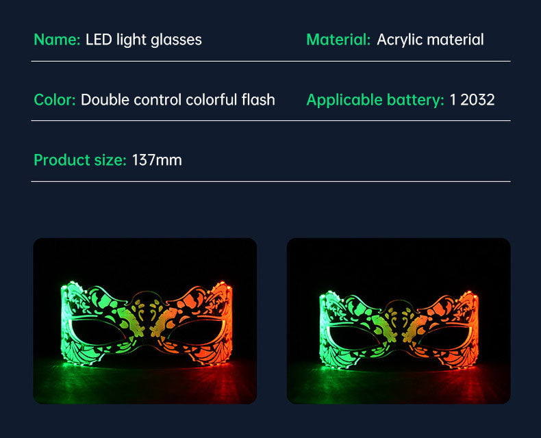LED Party Glasses: Color-Changing Neon Cosplay Mask