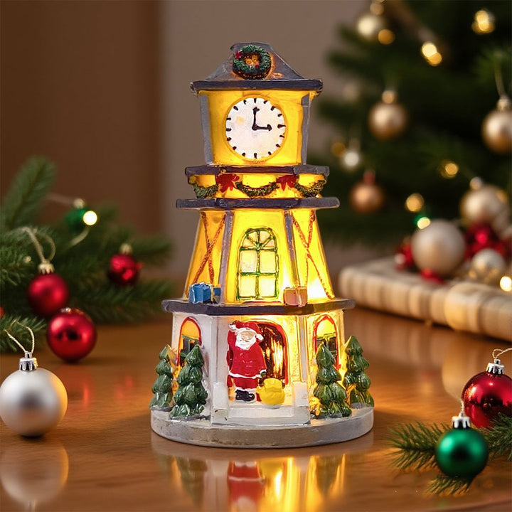Art Deco Resin Figurine — Illuminated Christmas Tower