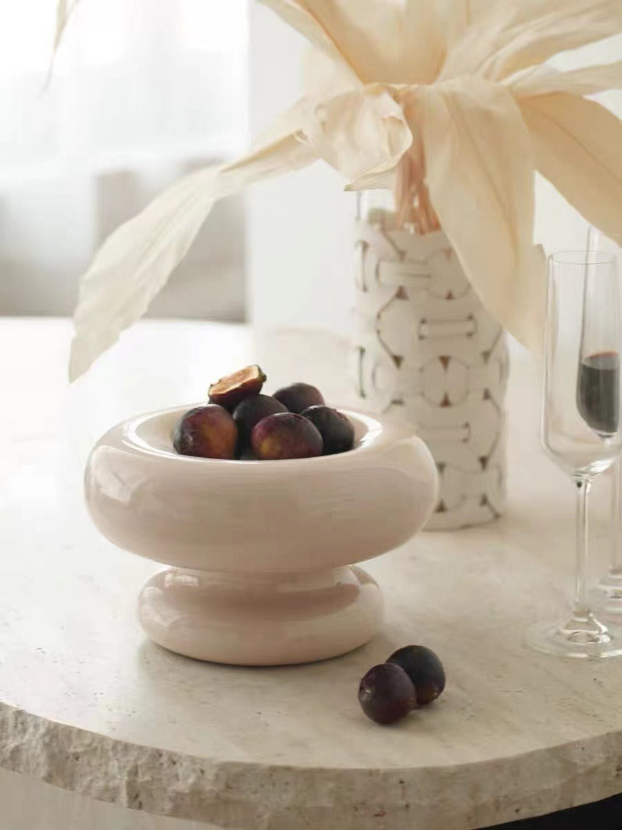 Ceramic Fruit Tray for Coffee Table, Glossy Centerpiece
