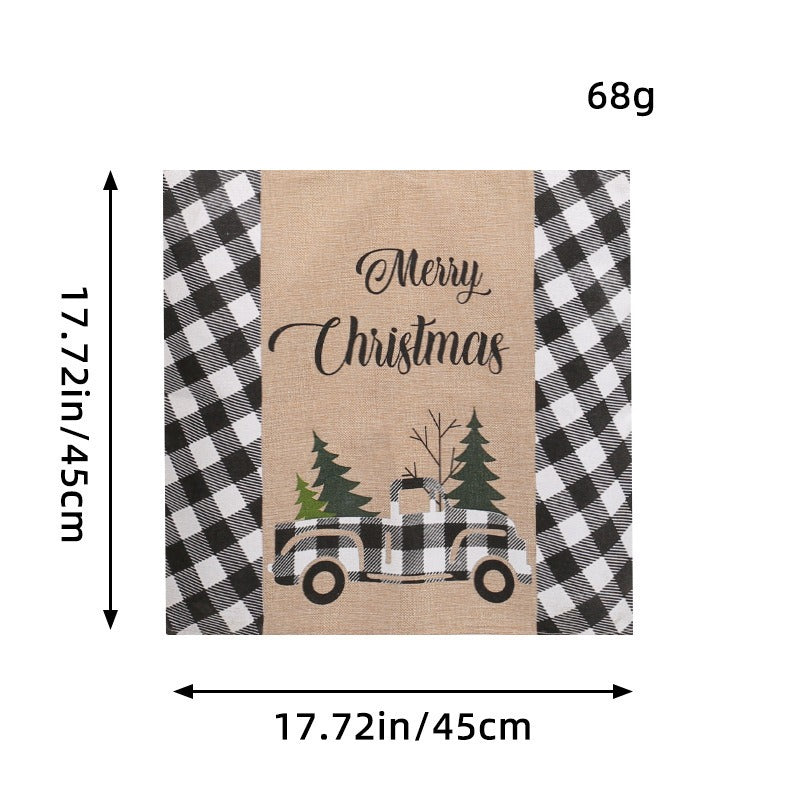 Christmas Linen Chair Cover, Farmhouse Table Decor