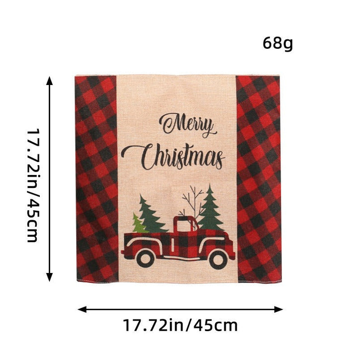 Christmas Linen Chair Cover, Farmhouse Table Decor