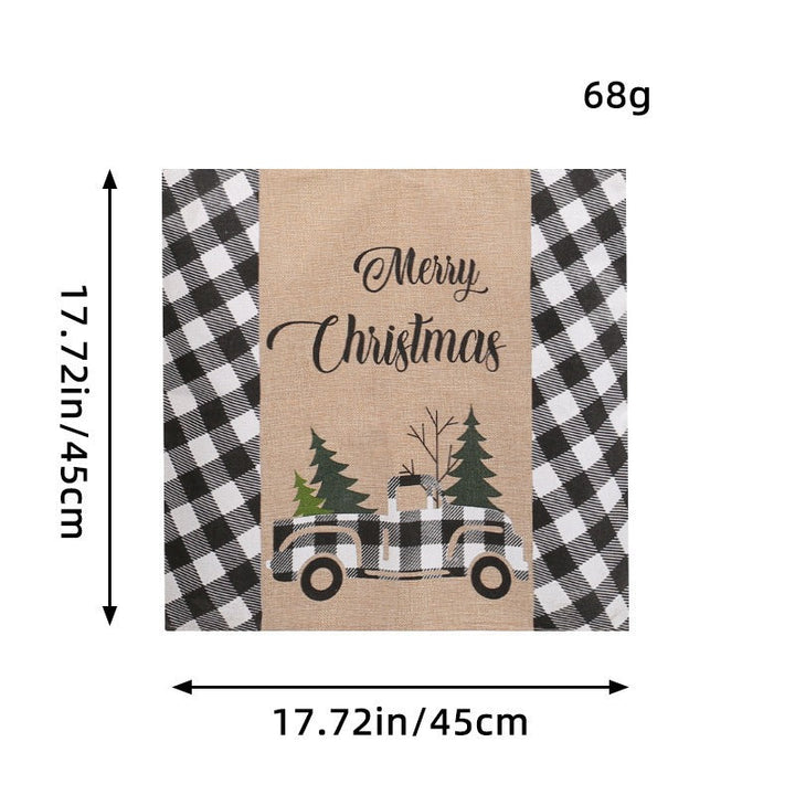 Christmas Linen Chair Cover, Farmhouse Table Decor