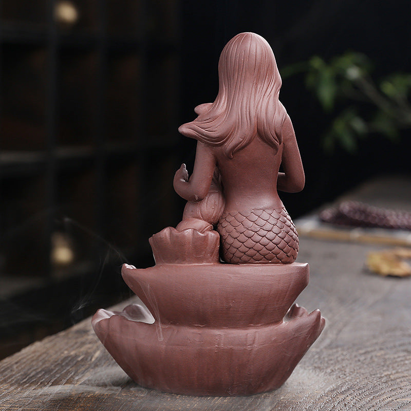Mermaid Waterfall Incense Burner for Relaxing Decor