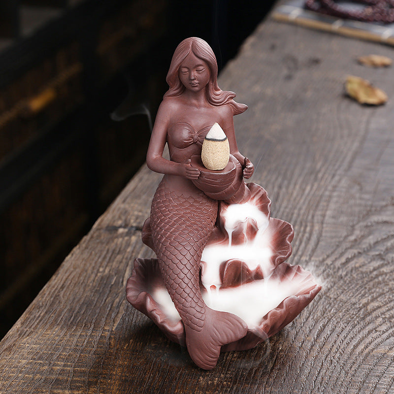 Mermaid Waterfall Incense Burner for Relaxing Decor