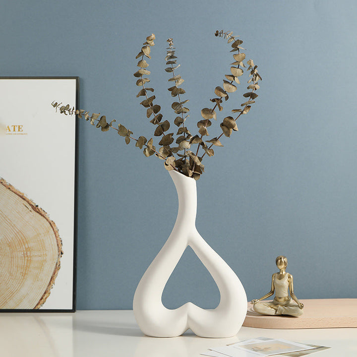 Heart-Shaped Ceramic Vase for Romantic Modern Decor
